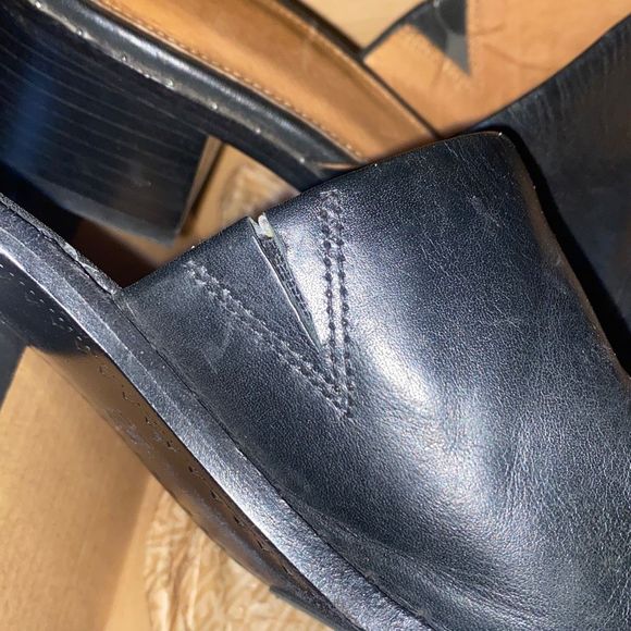 Frye woman’s Cindy mule leather Peep Toe Heeled sandals 9 AM black - Picture 8 of 8